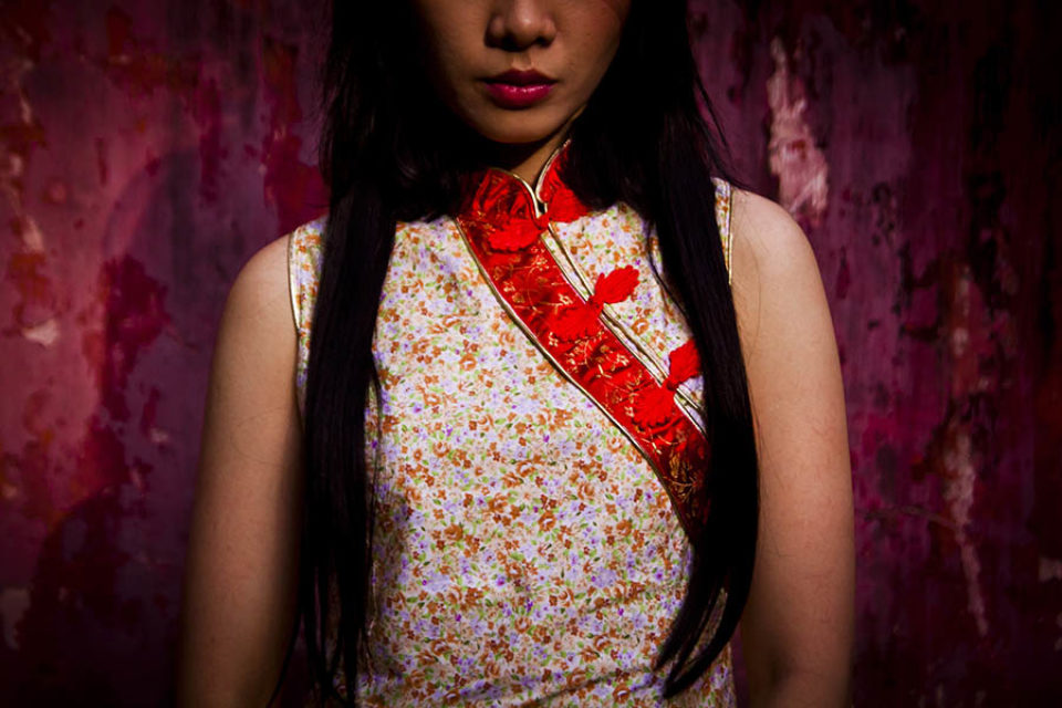 young woman traditional Asian dress