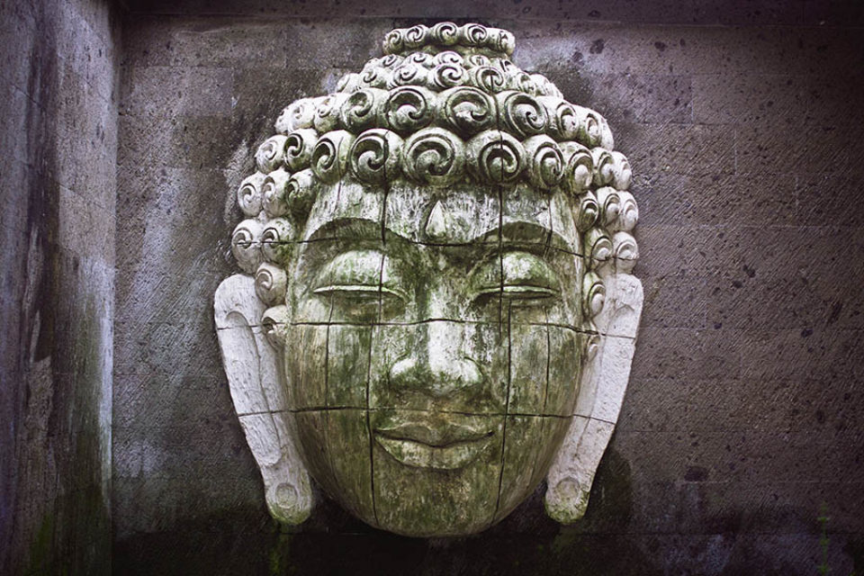 A stone buddha head
