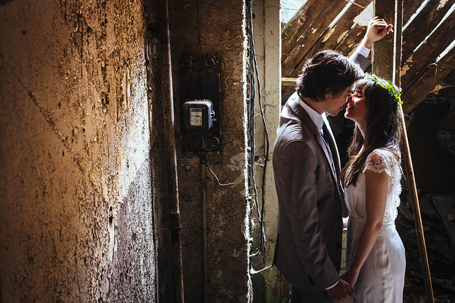 Portrait of couple kissing