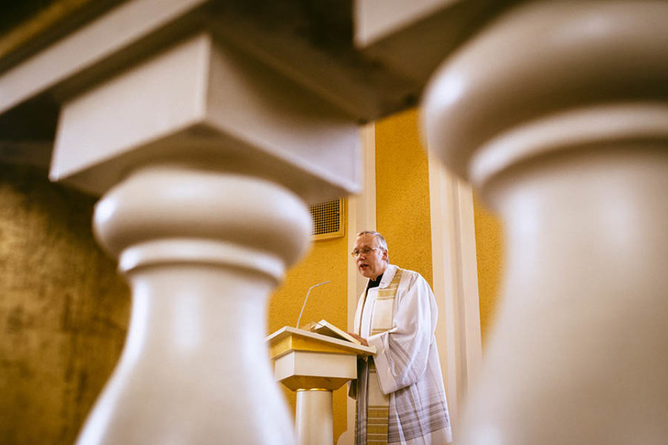 Priest during church wedding