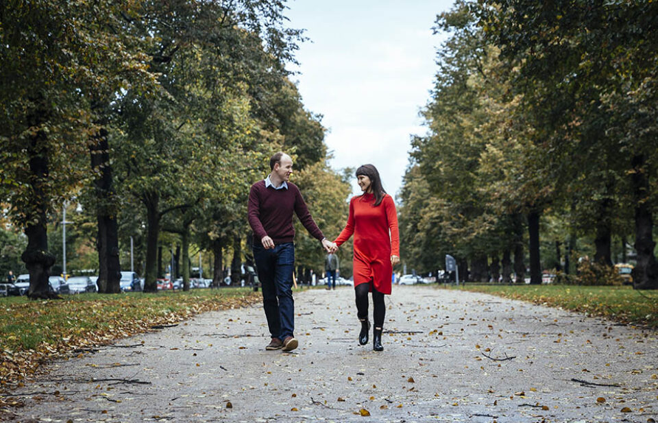 Couple walking holding hands