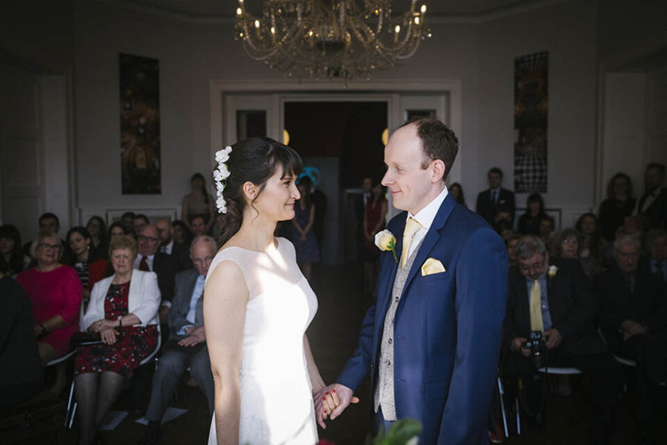 Bride and groom during wedding ceremony