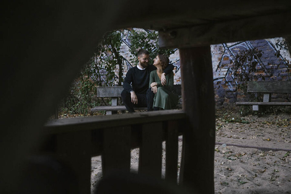 Newlyweds in Berlin playground
