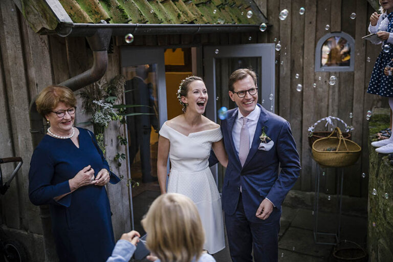 Newlyweds leaving the chapel