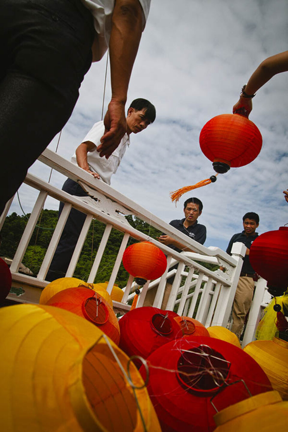 Gathering coloured lanterns