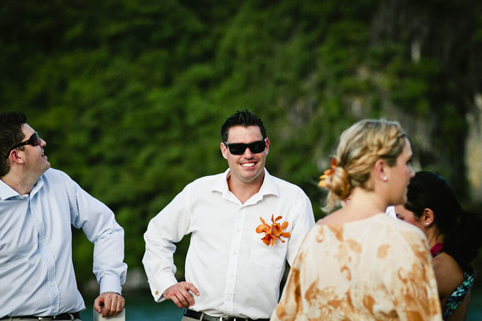Smiling wedding guest