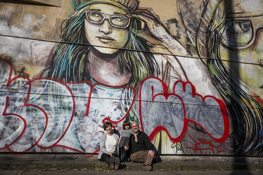 Family portrait by graffiti