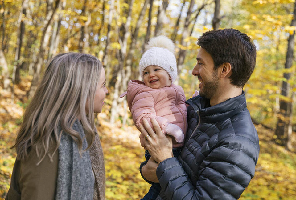 Young family in woods