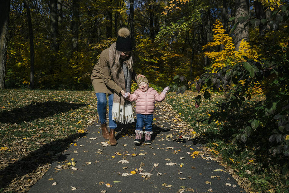 Happy toddler and mother