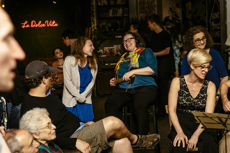 Women laughing at bat mitzvah